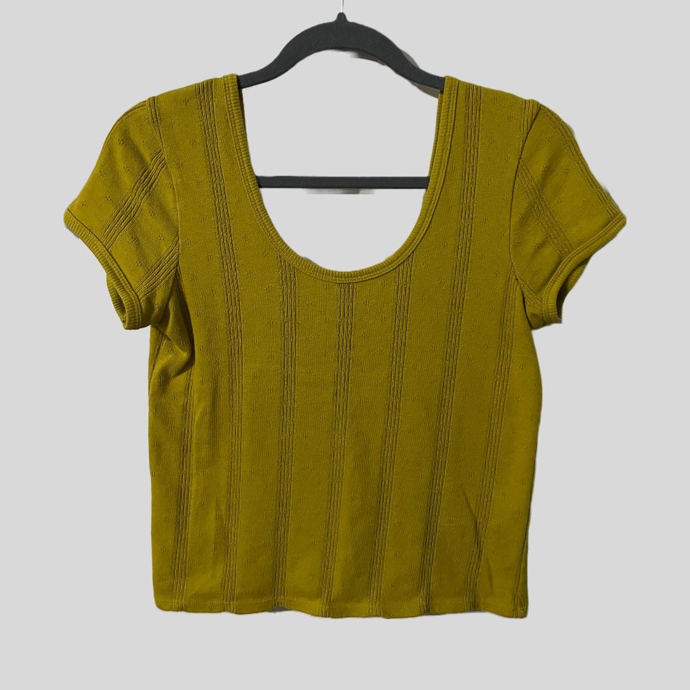 Madewell short-sleeve top, scoop neck, chartreuse, size small
